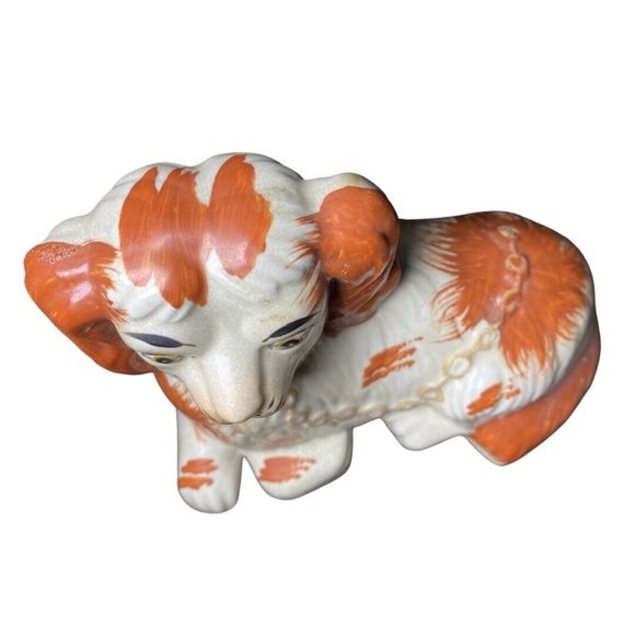 Staffordshire Dog King Charles Spaniel Recumbent Single Dog Hand Painted Laying - Picture 7 of 10